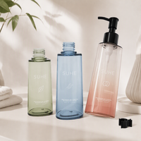 Bouteille de lotion en plastique PET de haute qualité sur mesure avec bouchon à vis carré et pompe pour soins de la peau, sérum, shampoing