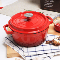 Casserole en fonte de forme ronde minimaliste en gros, revêtement émaillé coloré, écologique, avec couvercle