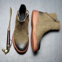 Produits les plus vendus – Nouveauté automne : Bottes de neige pour homme en cuir véritable, design rétro tendance à coupe basse, fermeture éclair, antidérapantes et respirantes