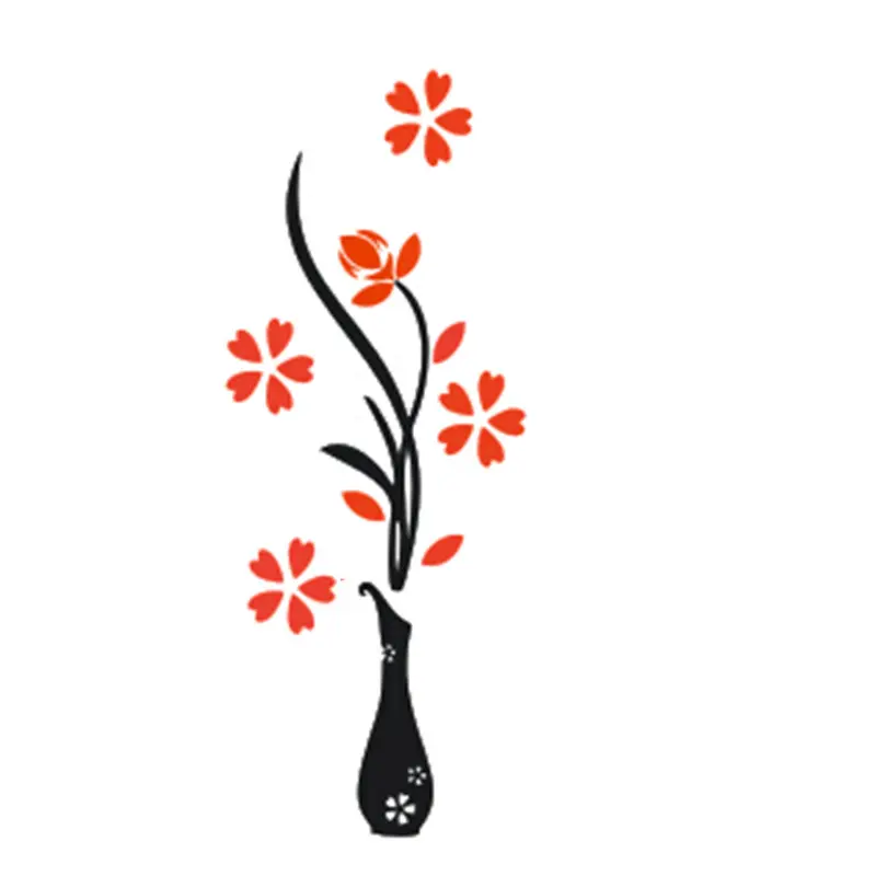 Stiker dekorasi rumah 3d, hiasan rumah vas bunga akrilik lainnya