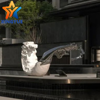 Patung Awan Gelombang Abstrak Modern dari Baja Tahan Karat, Seni Logam Poles Cermin untuk Dekorasi Hotel, Lobi, Kantor, Taman, Vila Mewah