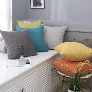 <span class=keywords><strong>Coussin</strong></span> en coton et lin uni, doux, pour le bureau, le canapé, le lit, personnalisable, rembourrage en coton PP, design feuilles de plantes - Product Image 2