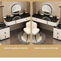Table de maquillage multifonctionnelle intelligente en bois moderne et simple, avec miroir LED sur pied et charge sans fil