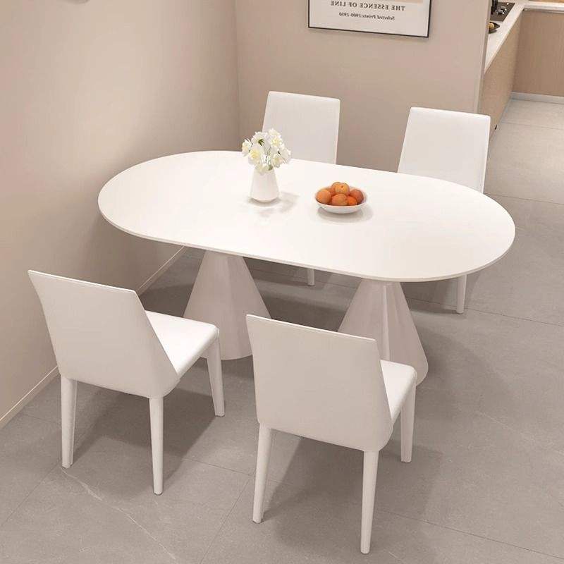 Table + white leather saddle chair