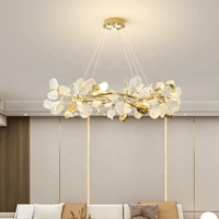 Lustre en céramique pour salle à manger, villa, lampe décorative en forme de feuille et de branche d'arbre, luminaire suspendu pour hôtel, bar, restaurant, hall