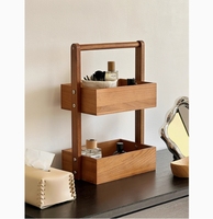 Nouveau Design Table en Bois Massif Debout 2 Couches Coin Caddy Titulaire Parfum Maquillage Organisateur Accessoire Présentoir Supports pour La Maison