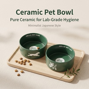 Gamelle en céramique minimaliste japonaise pour animaux de compagnie, non poreuse, anti-odeur, anti-acné, base antidérapante non émaillée, 15 cm, pour chats et chiens, OEM - Product Image 2