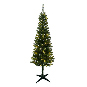 Árbol de Navidad Artificial Preiluminado de 6 Pies, Ecológico, con Luces LED Blanco Cálido, Decoración Navideña de PVC Verde, Fácil de Montar, para Uso en Interiores - Product Image 1