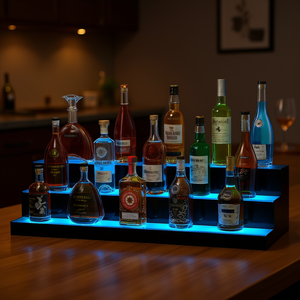 ชั้นวางขวดเหล้าแบบมีไฟ LED สำหรับขายส่ง DB แบบ 3 ชั้น ขนาด 40 นิ้ว พับได้ ติดผนัง วัสดุกระจก ดีไซน์ทันสมัย สำหรับบาร์ในบ้าน - Product Image 2