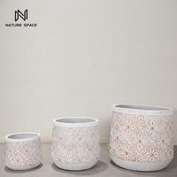 Grands pots de plantation ronds blancs de style nordique, légers, en ciment, pour l'extérieur, grands bacs à plantes pour la plantation ou l'aménagement paysager