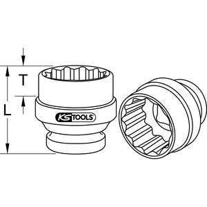 KS <b>TOOLS</b> 1" 12 point impact socket short, 55mm - Product Image 4