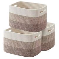 Grand panier de rangement tissé en corde de coton naturel pour couverture, jouets, oreiller, panier