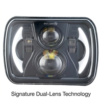 Paires de phares LED 5x7 certifiés DOT SAE, faisceau scellé 7x6 avec double lentille, DRL blanc, clignotant ambre, profil mince 55mm pour Jeep XJ et camion