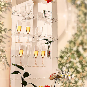 Vente chaude décorations <span class=keywords><strong>de</strong></span> fête blanc rond déco PVC verre à <span class=keywords><strong>vin</strong></span> présentoir acrylique champagne <span class=keywords><strong>mur</strong></span> pour événement <span class=keywords><strong>de</strong></span> mariage - Product Image 5