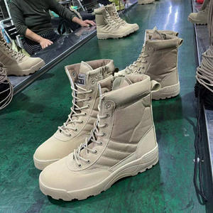 Bottes de sécurité de sport jungle, couleur beige, fabrication directe, fermeture éclair latérale, embout en acier intégré - Product Image 3