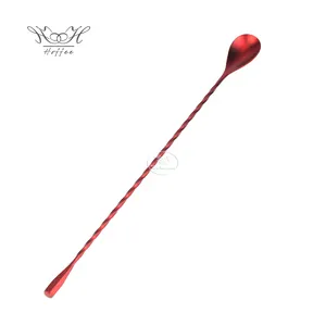 New Arrivals Spray Paint Long Bar Spoon Drink Stirrers Bar Accessories Red Painting Cocktail Mixing Spoon