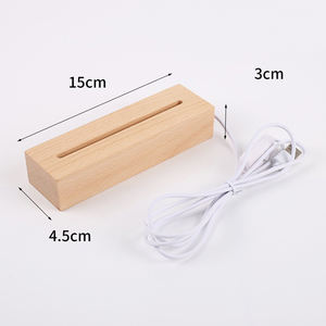 Base de lampe LED rectangulaire en bois pour veilleuse 3D à illusion d'optique, idéale pour cadeau de Noël - Vente en gros usine - Product Image 6