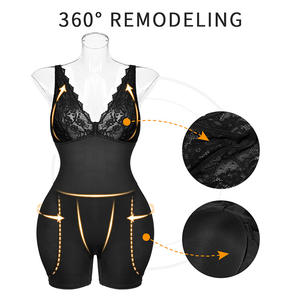 Body moldeador de cuerpo de alta compresión para mujer, Control de barriga con decoración de encaje, almohadilla corta para cadera, potenciador de glúteos, transpirable - Product Image 5