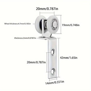 Roulette de porte coulissante silencieuse, petite roue suspendue en fer, épaisseur de paroi de 2 mm, pour portes en bois de cuisine et salle de bain - Product Image 3