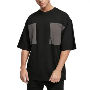 Wholesale Cheap Man Clothes Custom T-shirts No Minimum Streetwear Oversized Black Men's T-shirts With Color Block