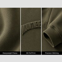 Sweat à capuche personnalisé pour homme avec impression en relief, logo 3D gaufré, molleton épais, épaules tombantes, coupe oversize, motif graphique olive, streetwear