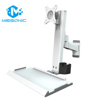 Meisonic T8-MA01KB-450 Nouveau système de bras de suspension HMI, support mural VESA en alliage d'aluminium blanc pour poste de travail