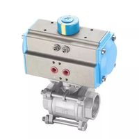 Vanne à boisseau sphérique pneumatique en acier inoxydable standard PN16 pour eau, air, huile, DN15-DN100, raccord de tuyauterie, OEM ISO9001 CE