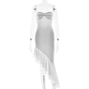 JULISSA MO Camisón Largo sin Tirantes para Mujer, con Espalda Descubierta, Dobladillo Asimétrico, Ropa de Dormir de Tela Suave - Product Image 5