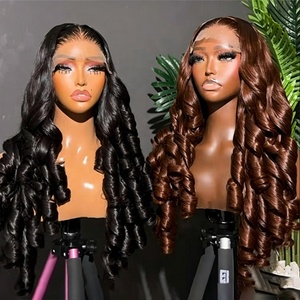 Pelucas de Cabello Humano con Rizos Voluminosos, Cabello Indio al por Mayor a Bajo Precio, Pre-Desplumadas con Baby Hair, Pelucas Frontales de Encaje HD Transparente <span class=keywords><strong>para</strong></span> Mujeres Negras - Product Image 3