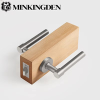 Poignée de porte minimaliste en laiton massif, standard américain, avec serrure à levier à mortaise pour passage et intimité, avec clés, finition nickel brossé