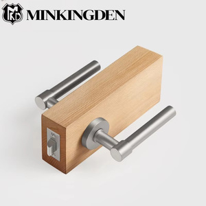 Poignée de porte minimaliste en laiton massif, standard américain, <span class=keywords><strong>avec</strong></span> serrure à levier à mortaise pour passage et intimité, <span class=keywords><strong>avec</strong></span> clés, finition nickel brossé - Product Image 4
