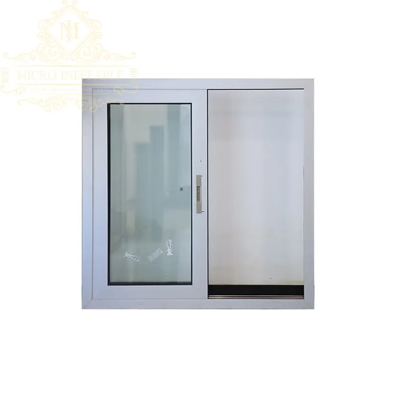 عالية الجودة UPVC/PVC صغيرة الأبيض مزدوجة المزجج بسيطة تصميم نافذة على هيئة منزلق مصنوعة من الألومنيوم/نوافذ بابية سعر