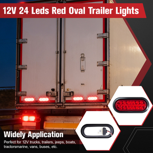 Feu arrière ovale à LED rouge 24 LED de <span class=keywords><strong>6</strong></span>,3 pouces avec lentille rouge, feux de positionnement/anti-brouillard/clignotants pour camions, semi-remorques, 12V, étanche IP67 - Product Image 5