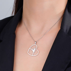 Collier pendentif <span class=keywords><strong>danseuse</strong></span> <span class=keywords><strong>ballerine</strong></span>, cœur, <span class=keywords><strong>danseuse</strong></span>, ballet, charme, collier ras du cou pour femmes, bijoux en acier inoxydable - Product Image 3