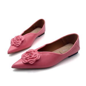 여성용 핑크 PU 가죽 팬시 슈즈 도매 최신 소녀 파티 웨딩 신발 아름다운 패션 여성 여름 플랫 슈즈 - Product Image 2