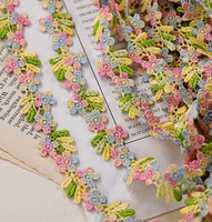 Bordure en dentelle brodée DIY, dégradé coloré, dentelle soluble dans l'eau, accessoires pour colliers, garnitures en fleurs de prunier