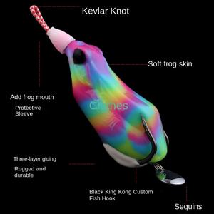 Cebo de Luya de rana de trueno negro de sapo venenoso modificado con lentejuelas de anzuelo simple o doble de golpe falso fuerte para pescar - Product Image 1