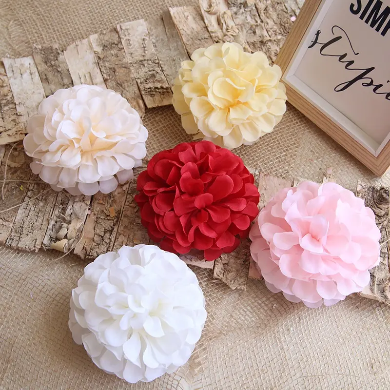 10cm Diameter 9 Colors Ping Pang Chrysanthemum Heads Silk Wedding Home Artificial Flowers Decorative Flowers für Sale