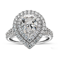 Ensemble de bagues de fiançailles et de mariage en argent sterling 925 avec zircon cubique CZ, taille poire, halo, 2 carats, pour femmes
