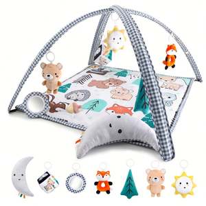 Tapis d'activités pour bébé, centre d'activités pour bébé avec tapis de jeu et 7 jouets - Product Image 2