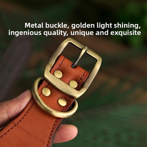 <span class=keywords><strong>Collar</strong></span> para Perro con Remaches y Diseño Floral Británico para Razas Pequeñas, Patrón Sólido, Cuero Vacuno, Cierre de Botón Ecológico de Cobre, Lavable a Mano - Product Image 6