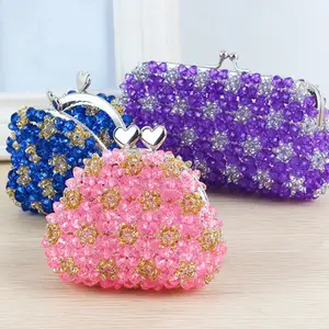 Tas Mini Wanita, Paket Bahan Dompet Koin Manik-manik Buatan Tangan DIY, Tas Aksesori Anyaman Bahan Kreatif