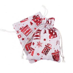 Wholesale Jute Santa <b>Sacks</b> Personalized Sublimation Blank Mini <b>Sack</b> <b>Christmas</b> Treat Burlap Drawstring Pouch Bag - Product Image 6