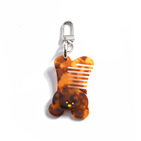 Pendentif en acétate motif animal de dessin animé mignon, peigne à cheveux, porte-clés chiot, accessoires décoratifs exquis, compacts et portables
