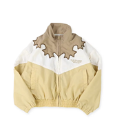 Blouson Bomber Zippé Enfant Color Block Col Montant Coupe-Vent Rétro Décontracté Léger en Nylon et Polyester pour Filles