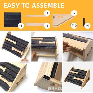 Wooden Dog Stair Treads Non Slip Mat Pet Steps Small Dog Climbing Aid Step Stool For Pet Dog Rectangle Solid Design - Product Image 2