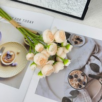 KEWEI 1892 Buket Sutra Kecil Laris Manis, Bunga Ranunculus Palsu Warna Pink, Hiasan Seni Bunga untuk Pajangan Interior dan Dekorasi