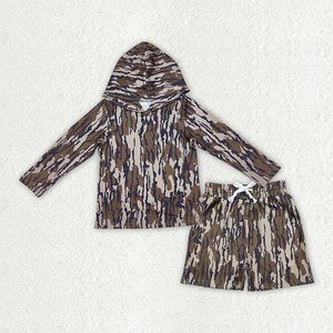 เด็กทารกชายแขนยาวเสื้อฮู้ดกางเกงขาสั้นเสื้อผ้าชุดลายพราง - Product Image 2