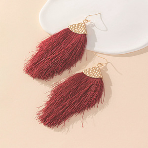Boucles d'oreilles pendantes à pompons en alliage de zinc, motif flèche géométrique rouge, pour soirée et mode - Product Image 4