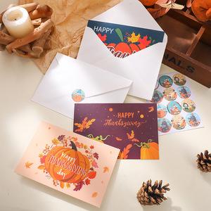 Lot de 8 cartes de remerciement bronzées pour Thanksgiving, cartes de vœux de Noël, cartes de bénédiction créatives avec enveloppes - Product Image 3